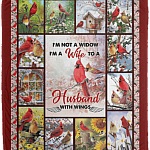 I'm Not A Widow I'm A Wife To A Husband With Wings Fleece Blanket - Premium Sherpa Blanket - Woven Blanket