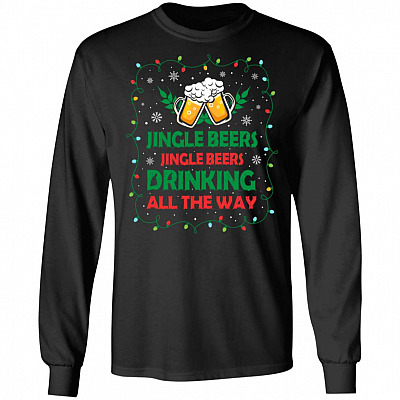 Jingle Beers Jingle Beers Drinking All The Way Hoodie - Sweatshirt - Long Sleeve Shirt