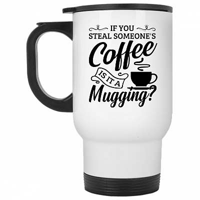 14 oz. White Travel Mug