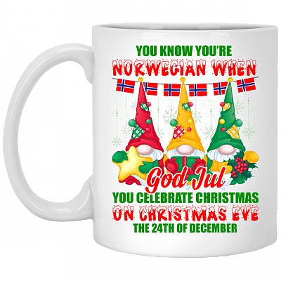 You Know You're Norwegian When God Jul Coffee Mug - Beer Stein - Water Bottle - Color Changing Mug