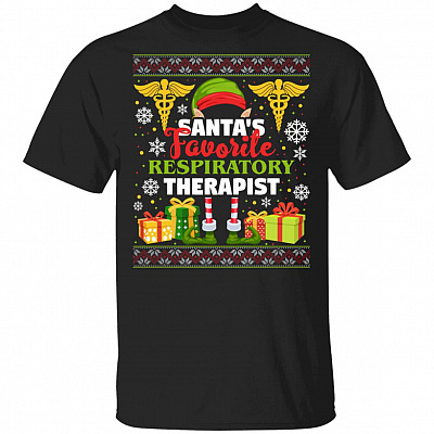 Santa's Favorite Respiratory Therapist Ugly Christmas T-Shirt