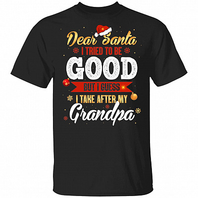 Dear Santa I Tried To Be Good But I Guess I Take After My Grandpa T-Shirt - Youth Tee