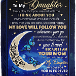 Butterfly To My Daughter Every Day That You Are Not with Me I Think About You Fleece Blanket - Sherpa Blanket
