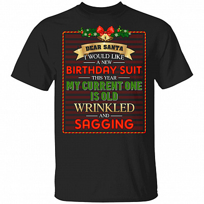 Dear Santa I Would Like A New Birthday Suit This Year My Current One Is Old Wrinkled And Sagging T-Shirt