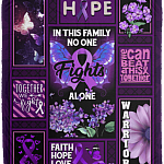 In This Family No One Fights Alone Pancreatic Cancer Awareness Fleece Blanket - Premium Sherpa Blanket