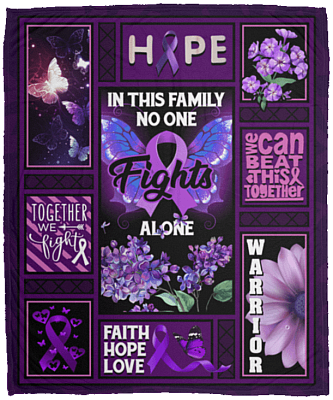 In This Family No One Fights Alone Pancreatic Cancer Awareness Fleece Blanket - Premium Sherpa Blanket