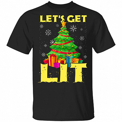 Funny Let's Get Lit Christmas Lights Tree T-Shirt