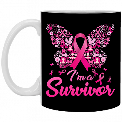 I'm Survivor Breast Cancer Ceramic Coffee Mug - Beer Stein - Water Bottle - Color Changing Mug