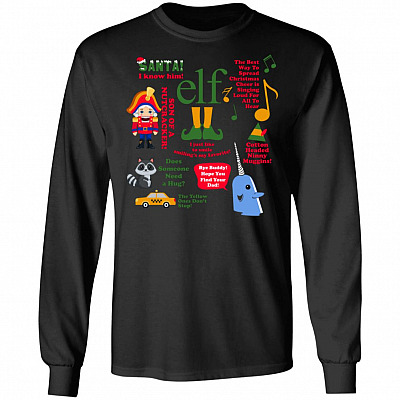 E-L-F Buddy Santa I Know Him Ugly Christmas Hoodie - Sweatshirt - Long Sleeve Shirt