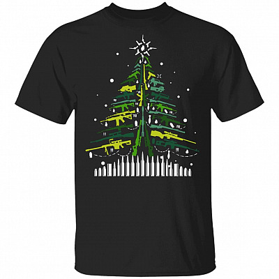 Christmas Tree Of Guns Riffles AK T-shirt - V-neck