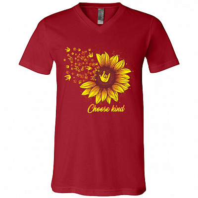 Choose Kind Sign Language Sunflower T-Shirt - V-Neck Shirt