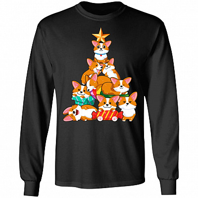 Merry Corgmas Christmas Cute Cor-gi Hoodie - Long Sleeve - Sweatshirt