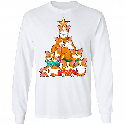 Merry Corgmas Christmas Cute Cor-gi Bright Color Hoodie - Long Sleeve - Sweatshirt