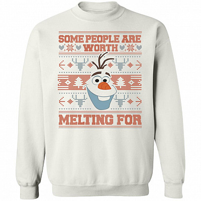 Snowman Some People Are Worth Melting For Ugly Christmas Sweater Funny Xmas Gift For Olaf
