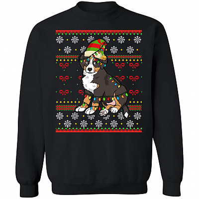 Bernese Mountain Christmas Lights Ugly Christmas Sweater Funny Xmas Gift For Dog Lovers