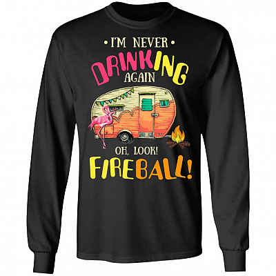 I'm Never Drinking Again Oh Look Fireball Flamingo Hoodie - Sweatshirt - Long Sleeve Shirt