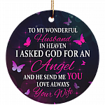 To My Wonderful Husband Decorative Christmas Ornament Keepsake-Holiday Flat Circle Porcelain Ceramic Ornament