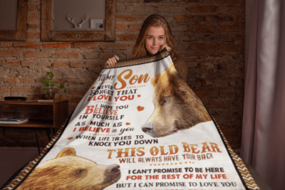 Alternative view of To My Son Never Forget That I Love You Hope You Believe in Yourself Old Bear Fleece Blanket - Sherpa Blanket