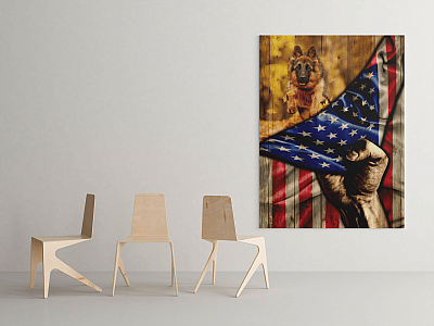 Alternative view of German Shepherd Dog Lover American Flag Wrapped Framed Canvas Prints - Unframed Poster - Home Decor Wall Art