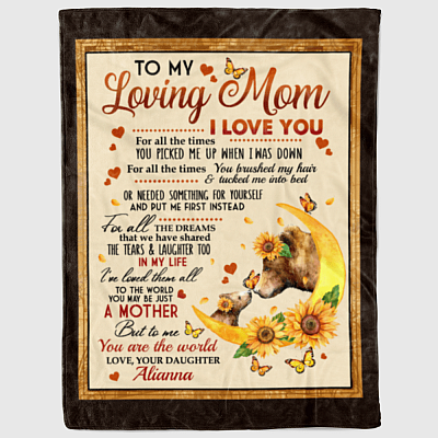 Alternative view of To My Loving Mom I Love You For All The Times Bear Personalized Fleece Blanket - Sherpa Blanket