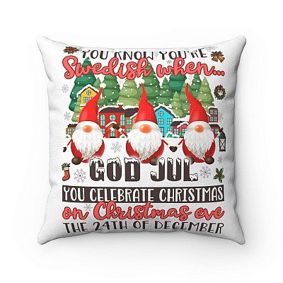 You Know You'are Swedish When God Jul Gnome Throw Pillow - Decorative Pillow - Indoor Outdoor Cushion