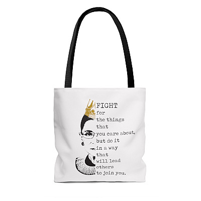 Alternative view of Fight For The Things That You Care Ruth Bader Ginsburg AOP Tote Bag - Shoulder Bag - Shopping Bag