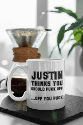 Alternative view of Personalized Name Thinks You Should Fck Off - Off You Fck Funny Coffee Mug - Beer Stein - Water Bottle
