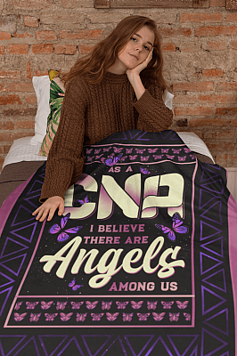Alternative view of As A CNA I Believe There Are Angels Among Us Fleece Blanket - Premium Sherpa Blanket - Woven Blanket