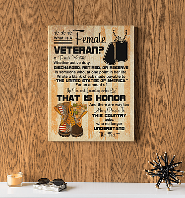 Alternative view of What Is a Female Veteran Gallery Wrapped Framed Canvas Prints - Unframed Poster