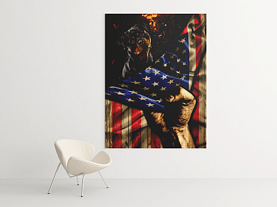 Alternative view of Rottweiler Dog Lover American Flag Wrapped Framed Canvas Prints - Unframed Poster - Home Decor Wall Art