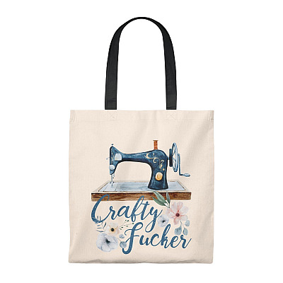 Crafty Fuck-er Sewing Related Gift Tote Bag - Shoulder Bag - Reusable Grocery Shopping Bag