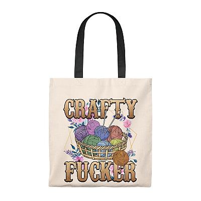 Crafty Fuck-er Knitting Tote Bag - Shoulder Bag - Reusable Grocery Shopping Bag