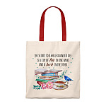 The Secret to a Well Balanced Life Is a Cup of Tea and a Book Tote Bag - Shoulder Bag - Reusable Bag