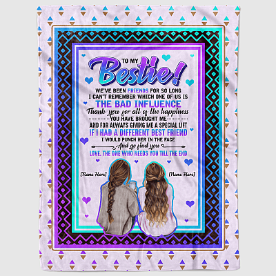 Alternative view of To My Bestie We've Been Friends For So Long Bad Influence Personalized Fleece Blanket - Sherpa Blanket Gift For Friend