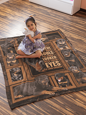 Alternative view of Rottweiler If You Don't Believe They Have Souls Fleece Blanket - Premium Sherpa Blanket - Woven Blanket