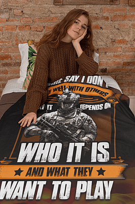 Alternative view of Some Say I Don't Play Well With Others Veteran Fleece Blanket - Premium Sherpa Blanket - Woven Blanket