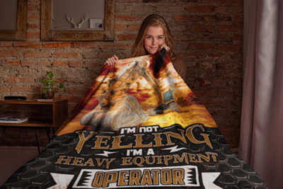 Alternative view of I'm Not Yelling I'm A Heavy Equipment Operator Fleece Blanket - Premium Sherpa Blanket - Woven Blanket