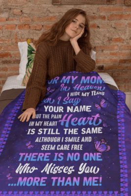 Alternative view of For My Mom In Heaven I Hide My Tears When I Say Your Name Butterfly Fleece Blanket - Sherpa Blanket