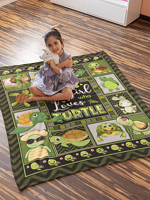Alternative view of Just A Girl Who Loves Turtles Fleece Blanket - Premium Sherpa Blanket - Woven Blanket