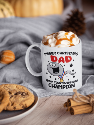 Alternative view of Merry Christmas Dad From Your Swimming Cham-pion Ceramic Coffee Mug - Beer Stein - Dad to Be Gifts
