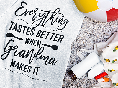 Alternative view of Everything Tastes Better When Grandma Makes It Bath Towels - Beach Towels - Kitchen Towels