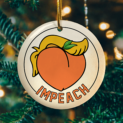 Alternative view of Impeach Trump Anti Donald Trump Political Flat Circle Porcelain Ceramic Decorative Ornament Keepsake