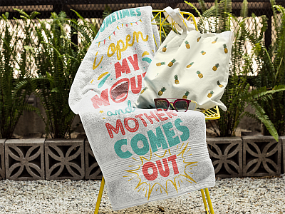 Alternative view of Sometimes I Open My Mouth And My Mother Comes Out Funny Bath Towels - Beach Towels - White Towels