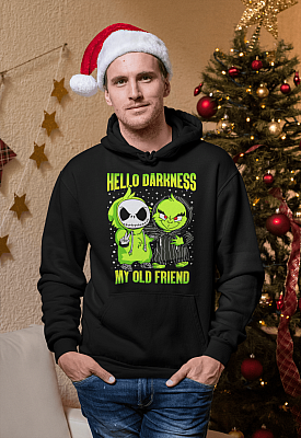 Alternative view of Hello Darkness My Old Friend Grinches Skellington Christmas Hoodie - Long Sleeve - Sweatshirt