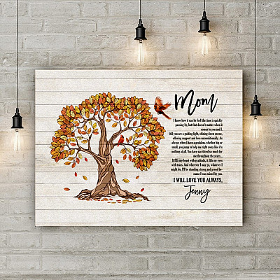 Alternative view of Personalized Red Bird Mom I Know How It Can Feel Like Time Is Quickly Cardinal Framed Canvas Prints - Unframed Poster