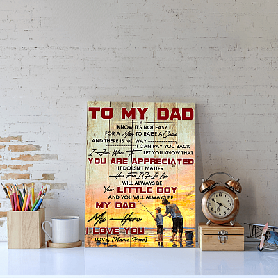Alternative view of To My Dad I Know It's Not Easy For A Man To Raise A Child Personalized Fishing Framed Canvas - Unframed Poster