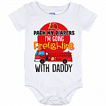 Pack My Diapers I'm Going Firefighting With Daddy Baby Onesie - Cute Funny Baby Infant Bodysuit
