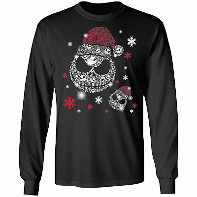 Skellington Christmas Sparkling Skull Hoodie - Long Sleeve - Sweatshirt