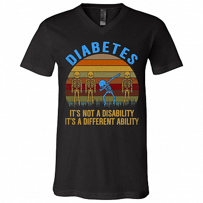 Diabetes It's Not A Disability It's A Different Ability Vintage T-Shirt - V-Neck Tee - Diabetes Awareness Shirt