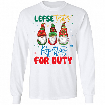 Lefse Tester Reporting For Duty Gnome Christmas Hoodie - Sweatshirt - Long Sleeve